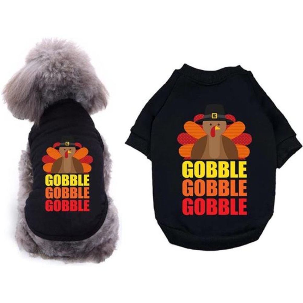 Dog Thanksgiving T-Shirt - Soft Pet Clothes Puppy or Dogs - L Size